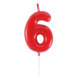 Свеча-цифра "6" Красная 4,5 см / 1502-6870