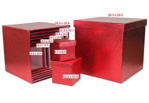 Коробка 24.5*24.5 см Куб Кожа Красный / SY 601-red