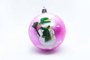 Набор шаров пластик d-8см "Розовый Снеговик" 684917