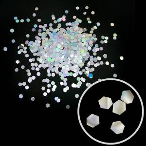 Глиттер "Блестки" лазерный серебряный 2,5 мм/100 г (Китай)