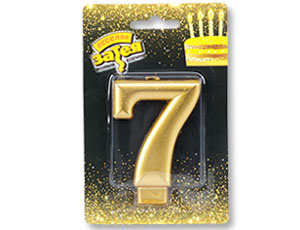 Свеча-цифра "7" Золотая 8 см / 1502-2840