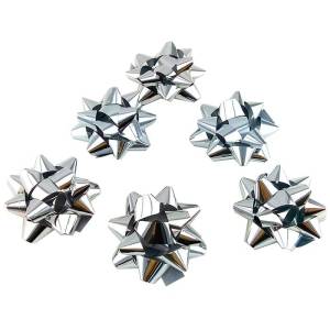 Бант-звезда Металл 76 мм "Классика" Серебро/ 1 шт