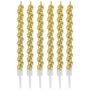 Свечи "Пузыри" золото 10 см. 6 шт. / 1502-6725