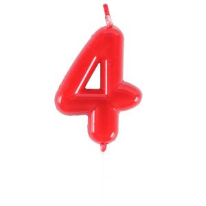 Свеча-цифра "4" Красная 4,5 см / 1502-6868