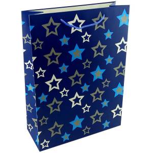 Пакет Звезды на синем 31*42*12*12 см. / 017-С-WKA