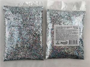 Глиттер "Блестки" лазерный серебряный 1 мм/100 г (Китай)