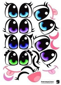 Наклейки "Глаза Рты №9"  (6 комплектов на листе)/1960-09
