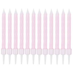 Свечи Спирали с подст. Розовые 6 см 12 шт / 1502-6782
