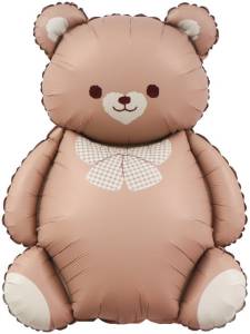 35" Мишка с бантом, коричневый сатин / Китай 26011