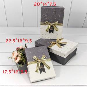 Коробка 17,5*12*5,5 см Серый "WONDERFUL" с бантом