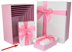 Коробка 16,8*10,8*6,5 Атласный бант, Рогожка /SY604-6710