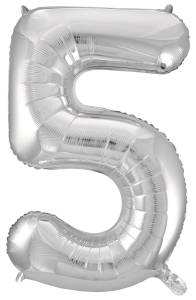 Цифра "5" 34" - серебро/ Китай