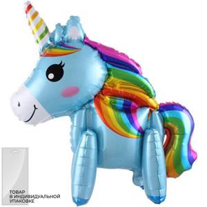 Единорог Радужный, Голубой 23"(Китай) /  20371