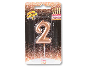 Свеча -цифра "2" Розовое золото 4,5 см/1502-3002
