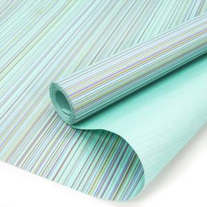 Крафт-бумага Многоцвет.полоски Бирюзовый/Золото 0,5*8,23 м./18380