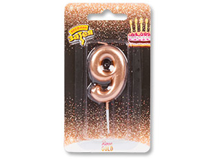 Свеча -цифра "9" Розовое золото 4,5 см/1502-3009