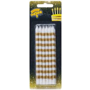 Свечи д/торта 12 см Полосы Золотые 12 шт 1502-5219