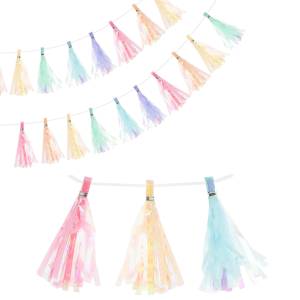 Помпон кисточка 35 см. (нежный микс, хамелеон) 12 листов 6233608