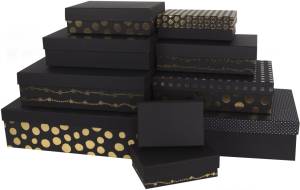 Коробка 19*13,5*6 см. "Темная классика" черный/золото металлик / 502249