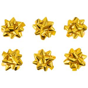 Бант-звезда, золото металлик 7,6 см., 6 шт. / 6231058