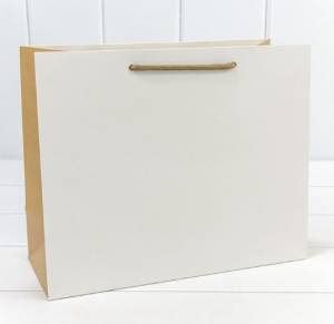 Пакет подарочный 32*26*13 см. Белый/Крафт / 000200СА