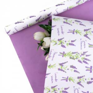Пленка матовая "Provence Lavender" белая/сиреневая  57 см*10 м. / УТ-88050300