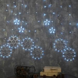 Гирлянда "Бахрома Снежинки" БЕЛЫЙ 2,4*0,9 м. 2361714