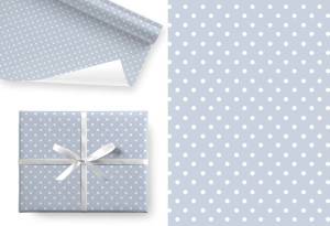 Крафт-бумага белая "Горох на голубом"  100*70 см, 5 листов /Ч45079