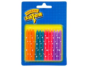 Свечи д/торта "Сердца" 6,5 см. 12 шт., ассорти / 1502-1712            