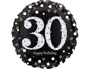 Шар HB Sparkling Birthday 30 gold (Анаграм) 