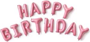 Надпись Happy Birthday розовый 16" (Китай)/17361