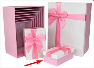 Коробка 16*10,5*6 Атласный бант, Рогожка /SY604-6710