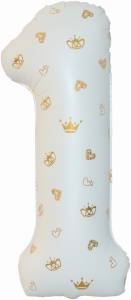 34" Цифра "1" Золотые короны, белый / Китай 131271