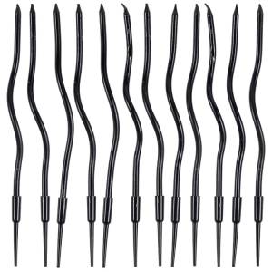 Свечи "Волна" черные с подст. 13 см 12 шт. / 1502-6687