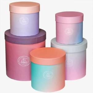 Коробка 17*17 см цилиндр "Градиентный микс"