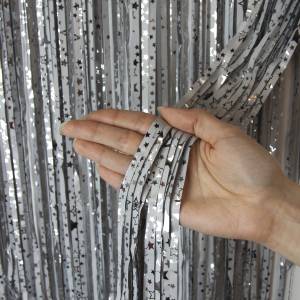 Занавес лазерный "Звезды" белый/серебро 2 м* 1м. (Китай) 6230901