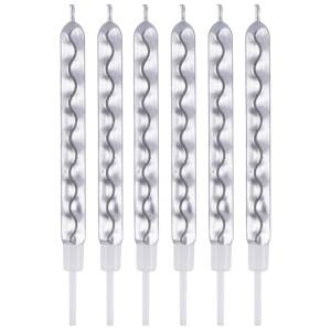 Свечи "Цунами" серебро 10 см., 6 шт. / 1502-6822