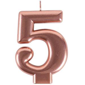 Свеча-цифра "5" Розовое золото 8 см / 1502-6119