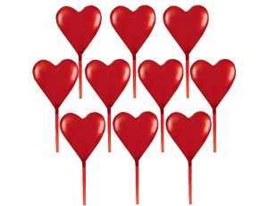 Пика для канапе  "Сердце" пласт. 7,6 см. 10 шт.                 
