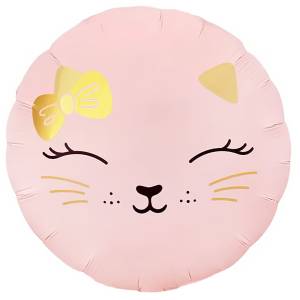 18" Кошечка с бантом, розовый сатин / Китай 26114
