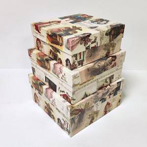 Коробка 15.5*15.5*6.5 см "Новогодние открытки" / 75181