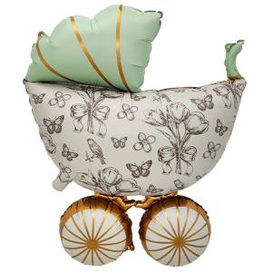 Коляска Винтаж мятная сатин (Китай) / 1207-6579