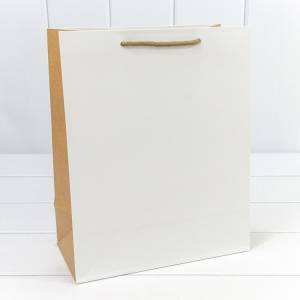 Пакет подарочный 26*32*13 см. Белый/Крафт / 000200С