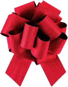 Бант Красный глиттер с блестками 21 см / 661083