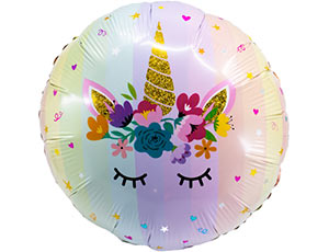 18" Круг "Единорог спящий радужный"  / Китай