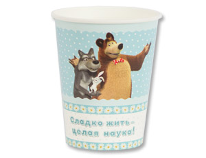Стаканы бум "Маша и медведь Ромашка" 250 мл. 6 шт. 1502-3196