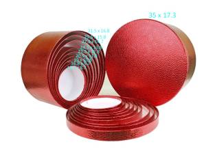 Коробка 31.5*31.5*16.8 см Текстура кожи красная цилиндр /SY813-RED