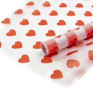 Пленка матовая Сердца красный 60см*7,5 м./87993589