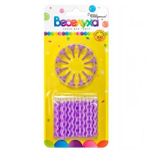 Свеча д/т Ромбик фиолетовые с держателями / 620006,03