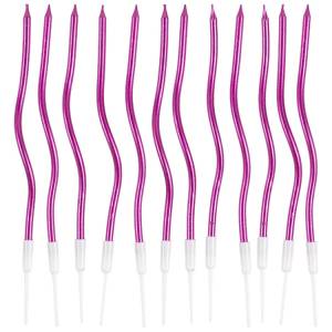 Свечи "Волна" ярко-розовые с подст. 13 см 12 шт. / 1502-6683